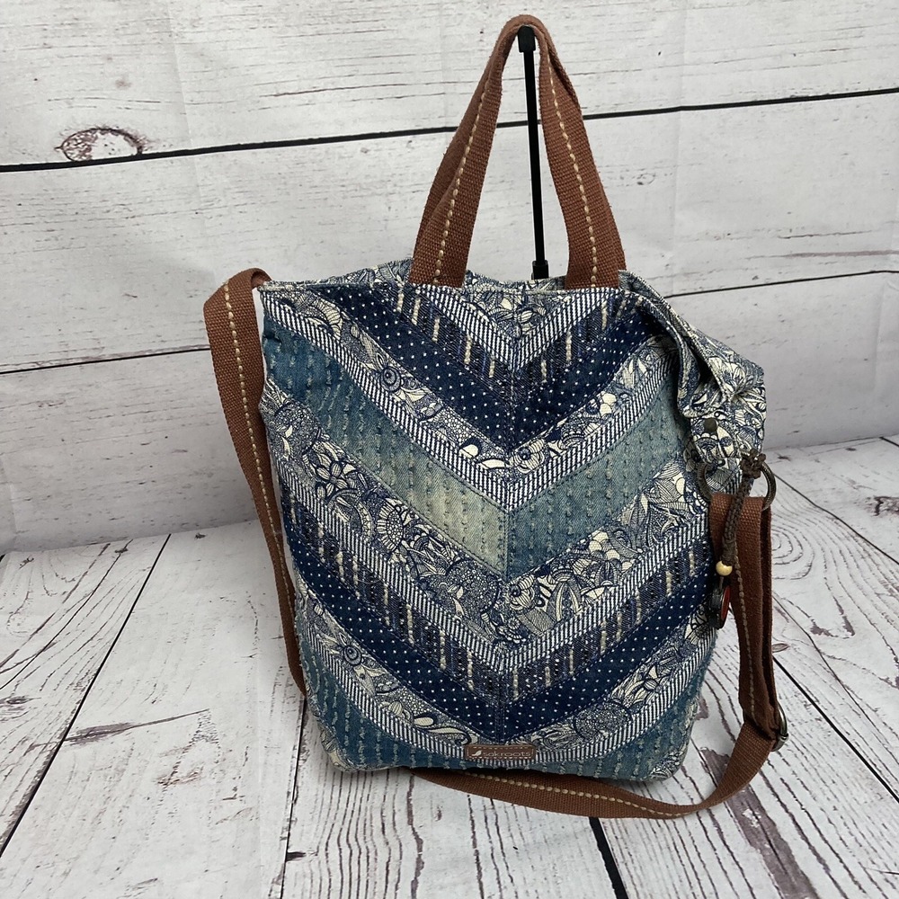 Sakroots Handbag The City Tote Blue Magnetic Closure Blue Adjustable Strap